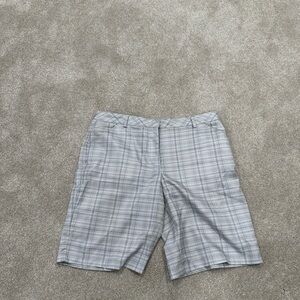 Aspire Light Gray Plaid Flat Front Men's Shorts